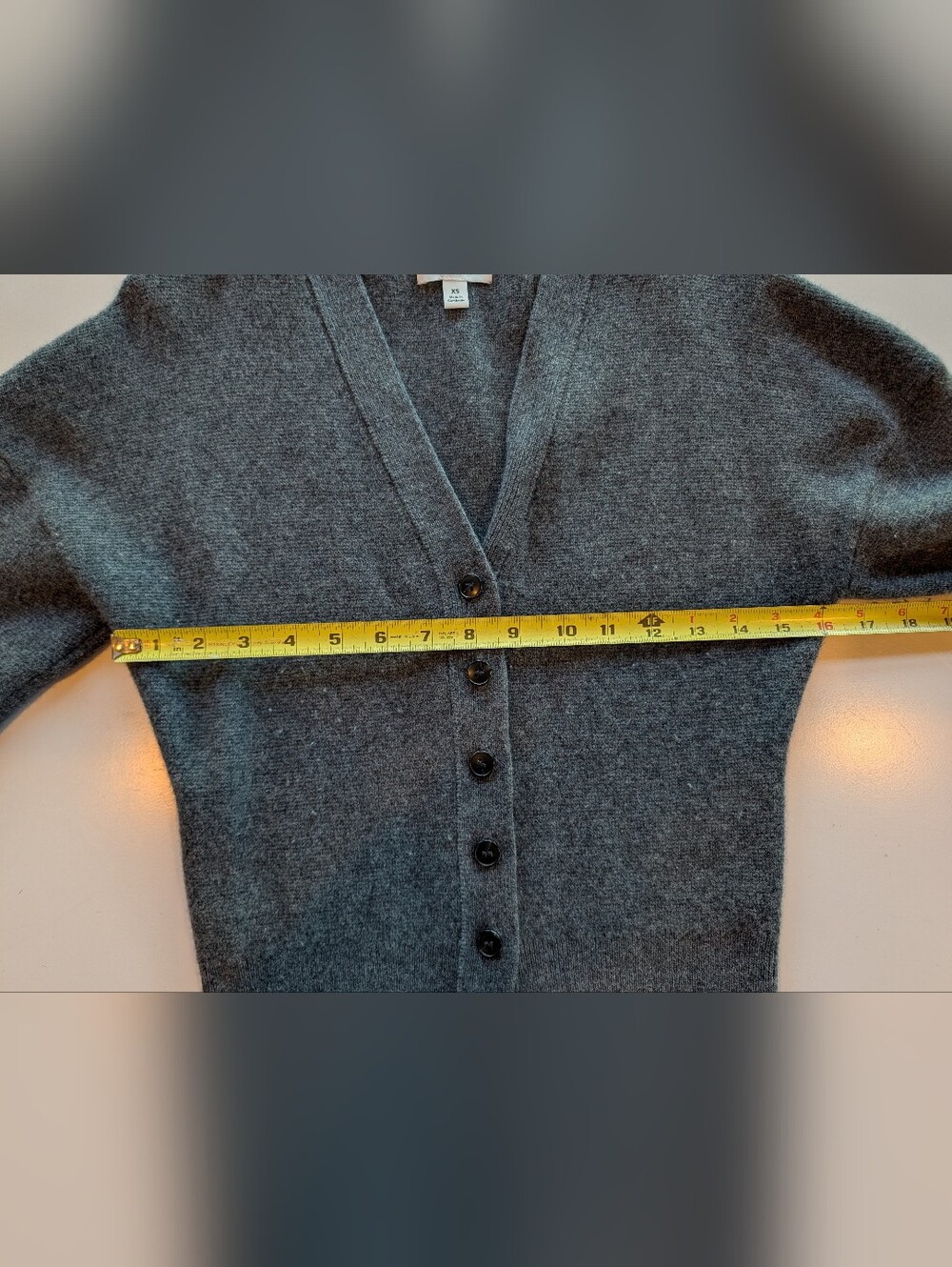 ❤️Nordstrom Wool Cashmere V Neck Cardigan Charcoal Grey Women's XS Beautiful - Picture 8 of 10